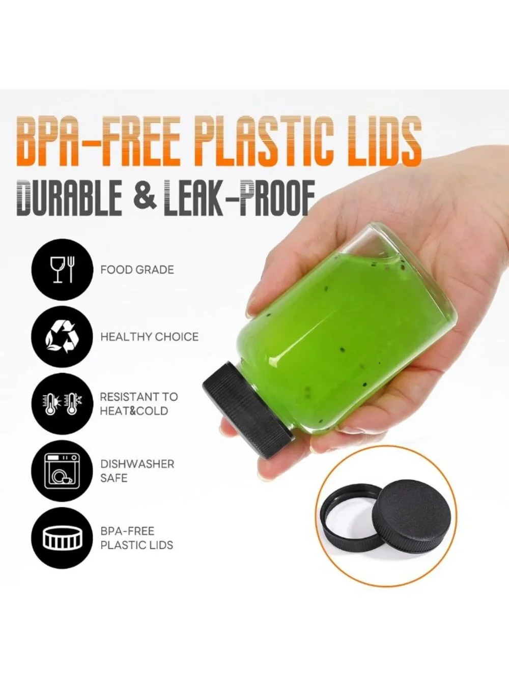 12 Pack Leakproof 4 OZ Glass Shot Bottles | Mini Juice Jars, Reusable Containers